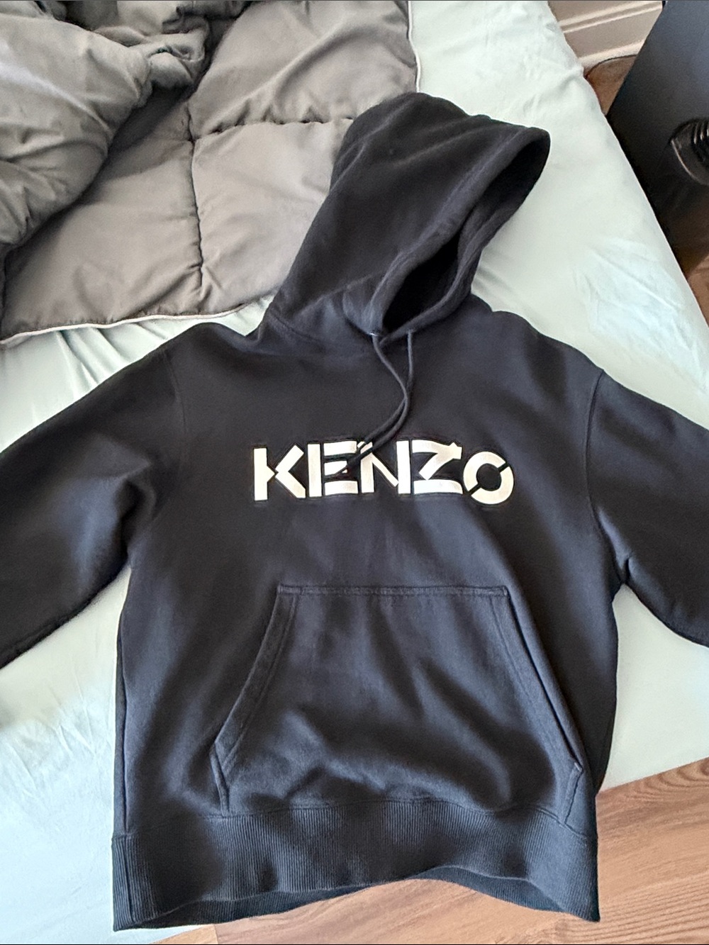 Kenzo Black Hoodie with White Logo